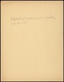 [73 Manuscripts, Typescripts, Carbons From the 1960s-70s: Van Vechten Portrait Session, Lyric Documentary Project, Yale Lecture Notes, Sale of Agee Manuscripts, MFA and Yale Exhibitions, Caroline Freud, and Personal Writing], Walker Evans (American, St. Louis, Missouri 1903–1975 New Haven, Connecticut), Pencil/ink on paper