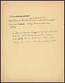 [73 Manuscripts, Typescripts, Carbons From the 1960s-70s: Van Vechten Portrait Session, Lyric Documentary Project, Yale Lecture Notes, Sale of Agee Manuscripts, MFA and Yale Exhibitions, Caroline Freud, and Personal Writing], Walker Evans (American, St. Louis, Missouri 1903–1975 New Haven, Connecticut), Pencil/ink on paper