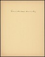 [73 Manuscripts, Typescripts, Carbons From the 1960s-70s: Van Vechten Portrait Session, Lyric Documentary Project, Yale Lecture Notes, Sale of Agee Manuscripts, MFA and Yale Exhibitions, Caroline Freud, and Personal Writing], Walker Evans (American, St. Louis, Missouri 1903–1975 New Haven, Connecticut), Pencil/ink on paper