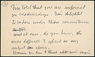 [73 Manuscripts, Typescripts, Carbons From the 1960s-70s: Van Vechten Portrait Session, Lyric Documentary Project, Yale Lecture Notes, Sale of Agee Manuscripts, MFA and Yale Exhibitions, Caroline Freud, and Personal Writing], Walker Evans (American, St. Louis, Missouri 1903–1975 New Haven, Connecticut), Pencil/ink on paper