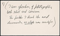 [73 Manuscripts, Typescripts, Carbons From the 1960s-70s: Van Vechten Portrait Session, Lyric Documentary Project, Yale Lecture Notes, Sale of Agee Manuscripts, MFA and Yale Exhibitions, Caroline Freud, and Personal Writing], Walker Evans (American, St. Louis, Missouri 1903–1975 New Haven, Connecticut), Pencil/ink on paper
