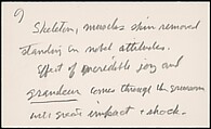 [73 Manuscripts, Typescripts, Carbons From the 1960s-70s: Van Vechten Portrait Session, Lyric Documentary Project, Yale Lecture Notes, Sale of Agee Manuscripts, MFA and Yale Exhibitions, Caroline Freud, and Personal Writing], Walker Evans (American, St. Louis, Missouri 1903–1975 New Haven, Connecticut), Pencil/ink on paper