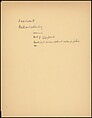 [73 Manuscripts, Typescripts, Carbons From the 1960s-70s: Van Vechten Portrait Session, Lyric Documentary Project, Yale Lecture Notes, Sale of Agee Manuscripts, MFA and Yale Exhibitions, Caroline Freud, and Personal Writing], Walker Evans (American, St. Louis, Missouri 1903–1975 New Haven, Connecticut), Pencil/ink on paper