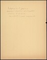 [73 Manuscripts, Typescripts, Carbons From the 1960s-70s: Van Vechten Portrait Session, Lyric Documentary Project, Yale Lecture Notes, Sale of Agee Manuscripts, MFA and Yale Exhibitions, Caroline Freud, and Personal Writing], Walker Evans (American, St. Louis, Missouri 1903–1975 New Haven, Connecticut), Pencil/ink on paper