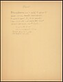 [73 Manuscripts, Typescripts, Carbons From the 1960s-70s: Van Vechten Portrait Session, Lyric Documentary Project, Yale Lecture Notes, Sale of Agee Manuscripts, MFA and Yale Exhibitions, Caroline Freud, and Personal Writing], Walker Evans (American, St. Louis, Missouri 1903–1975 New Haven, Connecticut), Pencil/ink on paper