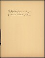 [73 Manuscripts, Typescripts, Carbons From the 1960s-70s: Van Vechten Portrait Session, Lyric Documentary Project, Yale Lecture Notes, Sale of Agee Manuscripts, MFA and Yale Exhibitions, Caroline Freud, and Personal Writing], Walker Evans (American, St. Louis, Missouri 1903–1975 New Haven, Connecticut), Pencil/ink on paper