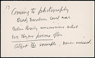 [73 Manuscripts, Typescripts, Carbons From the 1960s-70s: Van Vechten Portrait Session, Lyric Documentary Project, Yale Lecture Notes, Sale of Agee Manuscripts, MFA and Yale Exhibitions, Caroline Freud, and Personal Writing], Walker Evans (American, St. Louis, Missouri 1903–1975 New Haven, Connecticut), Pencil/ink on paper