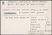 [73 Manuscripts, Typescripts, Carbons From the 1960s-70s: Van Vechten Portrait Session, Lyric Documentary Project, Yale Lecture Notes, Sale of Agee Manuscripts, MFA and Yale Exhibitions, Caroline Freud, and Personal Writing], Walker Evans (American, St. Louis, Missouri 1903–1975 New Haven, Connecticut), Pencil/ink on paper