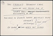 [73 Manuscripts, Typescripts, Carbons From the 1960s-70s: Van Vechten Portrait Session, Lyric Documentary Project, Yale Lecture Notes, Sale of Agee Manuscripts, MFA and Yale Exhibitions, Caroline Freud, and Personal Writing], Walker Evans (American, St. Louis, Missouri 1903–1975 New Haven, Connecticut), Pencil/ink on paper