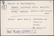 [73 Manuscripts, Typescripts, Carbons From the 1960s-70s: Van Vechten Portrait Session, Lyric Documentary Project, Yale Lecture Notes, Sale of Agee Manuscripts, MFA and Yale Exhibitions, Caroline Freud, and Personal Writing], Walker Evans (American, St. Louis, Missouri 1903–1975 New Haven, Connecticut), Pencil/ink on paper