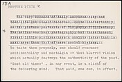 [73 Manuscripts, Typescripts, Carbons From the 1960s-70s: Van Vechten Portrait Session, Lyric Documentary Project, Yale Lecture Notes, Sale of Agee Manuscripts, MFA and Yale Exhibitions, Caroline Freud, and Personal Writing], Walker Evans (American, St. Louis, Missouri 1903–1975 New Haven, Connecticut), Pencil/ink on paper