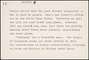 [73 Manuscripts, Typescripts, Carbons From the 1960s-70s: Van Vechten Portrait Session, Lyric Documentary Project, Yale Lecture Notes, Sale of Agee Manuscripts, MFA and Yale Exhibitions, Caroline Freud, and Personal Writing], Walker Evans (American, St. Louis, Missouri 1903–1975 New Haven, Connecticut), Pencil/ink on paper