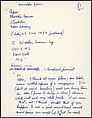[73 Manuscripts, Typescripts, Carbons From the 1960s-70s: Van Vechten Portrait Session, Lyric Documentary Project, Yale Lecture Notes, Sale of Agee Manuscripts, MFA and Yale Exhibitions, Caroline Freud, and Personal Writing], Walker Evans (American, St. Louis, Missouri 1903–1975 New Haven, Connecticut), Pencil/ink on paper