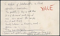 [73 Manuscripts, Typescripts, Carbons From the 1960s-70s: Van Vechten Portrait Session, Lyric Documentary Project, Yale Lecture Notes, Sale of Agee Manuscripts, MFA and Yale Exhibitions, Caroline Freud, and Personal Writing], Walker Evans (American, St. Louis, Missouri 1903–1975 New Haven, Connecticut), Pencil/ink on paper