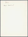 [73 Manuscripts, Typescripts, Carbons From the 1960s-70s: Van Vechten Portrait Session, Lyric Documentary Project, Yale Lecture Notes, Sale of Agee Manuscripts, MFA and Yale Exhibitions, Caroline Freud, and Personal Writing], Walker Evans (American, St. Louis, Missouri 1903–1975 New Haven, Connecticut), Pencil/ink on paper