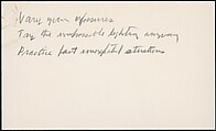 [73 Manuscripts, Typescripts, Carbons From the 1960s-70s: Van Vechten Portrait Session, Lyric Documentary Project, Yale Lecture Notes, Sale of Agee Manuscripts, MFA and Yale Exhibitions, Caroline Freud, and Personal Writing], Walker Evans (American, St. Louis, Missouri 1903–1975 New Haven, Connecticut), Pencil/ink on paper