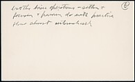 [73 Manuscripts, Typescripts, Carbons From the 1960s-70s: Van Vechten Portrait Session, Lyric Documentary Project, Yale Lecture Notes, Sale of Agee Manuscripts, MFA and Yale Exhibitions, Caroline Freud, and Personal Writing], Walker Evans (American, St. Louis, Missouri 1903–1975 New Haven, Connecticut), Pencil/ink on paper