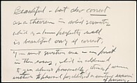 [73 Manuscripts, Typescripts, Carbons From the 1960s-70s: Van Vechten Portrait Session, Lyric Documentary Project, Yale Lecture Notes, Sale of Agee Manuscripts, MFA and Yale Exhibitions, Caroline Freud, and Personal Writing], Walker Evans (American, St. Louis, Missouri 1903–1975 New Haven, Connecticut), Pencil/ink on paper