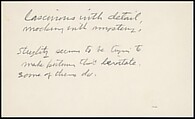 [73 Manuscripts, Typescripts, Carbons From the 1960s-70s: Van Vechten Portrait Session, Lyric Documentary Project, Yale Lecture Notes, Sale of Agee Manuscripts, MFA and Yale Exhibitions, Caroline Freud, and Personal Writing], Walker Evans (American, St. Louis, Missouri 1903–1975 New Haven, Connecticut), Pencil/ink on paper