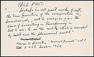 [73 Manuscripts, Typescripts, Carbons From the 1960s-70s: Van Vechten Portrait Session, Lyric Documentary Project, Yale Lecture Notes, Sale of Agee Manuscripts, MFA and Yale Exhibitions, Caroline Freud, and Personal Writing], Walker Evans (American, St. Louis, Missouri 1903–1975 New Haven, Connecticut), Pencil/ink on paper