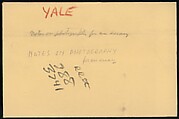 [73 Manuscripts, Typescripts, Carbons From the 1960s-70s: Van Vechten Portrait Session, Lyric Documentary Project, Yale Lecture Notes, Sale of Agee Manuscripts, MFA and Yale Exhibitions, Caroline Freud, and Personal Writing], Walker Evans (American, St. Louis, Missouri 1903–1975 New Haven, Connecticut), Pencil/ink on paper