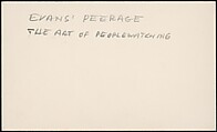 [73 Manuscripts, Typescripts, Carbons From the 1960s-70s: Van Vechten Portrait Session, Lyric Documentary Project, Yale Lecture Notes, Sale of Agee Manuscripts, MFA and Yale Exhibitions, Caroline Freud, and Personal Writing], Walker Evans (American, St. Louis, Missouri 1903–1975 New Haven, Connecticut), Pencil/ink on paper