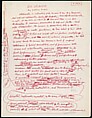 [73 Manuscripts, Typescripts, Carbons From the 1960s-70s: Van Vechten Portrait Session, Lyric Documentary Project, Yale Lecture Notes, Sale of Agee Manuscripts, MFA and Yale Exhibitions, Caroline Freud, and Personal Writing], Walker Evans (American, St. Louis, Missouri 1903–1975 New Haven, Connecticut), Pencil/ink on paper