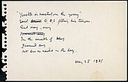 [73 Manuscripts, Typescripts, Carbons From the 1960s-70s: Van Vechten Portrait Session, Lyric Documentary Project, Yale Lecture Notes, Sale of Agee Manuscripts, MFA and Yale Exhibitions, Caroline Freud, and Personal Writing], Walker Evans (American, St. Louis, Missouri 1903–1975 New Haven, Connecticut), Pencil/ink on paper