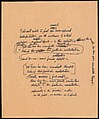 [73 Manuscripts, Typescripts, Carbons From the 1960s-70s: Van Vechten Portrait Session, Lyric Documentary Project, Yale Lecture Notes, Sale of Agee Manuscripts, MFA and Yale Exhibitions, Caroline Freud, and Personal Writing], Walker Evans (American, St. Louis, Missouri 1903–1975 New Haven, Connecticut), Pencil/ink on paper