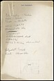 [73 Manuscripts, Typescripts, Carbons From the 1960s-70s: Van Vechten Portrait Session, Lyric Documentary Project, Yale Lecture Notes, Sale of Agee Manuscripts, MFA and Yale Exhibitions, Caroline Freud, and Personal Writing], Walker Evans (American, St. Louis, Missouri 1903–1975 New Haven, Connecticut), Pencil/ink on paper