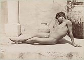 [Reclining Male Nude Beside Vase], Wilhelm von Gloeden  Italian, born Germany, Albumen silver print from glass negative