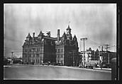 [Gothic Revival Building with Clocktower, Police Station, Cambridge, Massachusetts], Walker Evans  American, Film negative