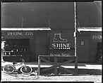 [Painted Shopfront Façade of City Shine Parlor with Bicycle in Front], Walker Evans  American, Film negative