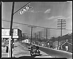[Roadside Gas Station with Parked Cars and Row of Miners' Houses Across Street, Lewisburg, Alabama], Walker Evans (American, St. Louis, Missouri 1903–1975 New Haven, Connecticut), Film negative