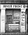 [Painted and Posted Advertisements on Façade of River Front Coffee Shop], Walker Evans  American, Film negative