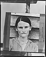 [Copy of Print of "Alabama Cotton Tenant Farmer Wife" (Allie Mae Burroughs) on Makeshift Easel], Walker Evans  American, Film negative