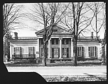 [Greek Revival House with Cast Iron Railing on Roof and Balconies, Near Waterville, New York], Walker Evans  American, Glass negative