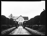 [House with Central Gable and Paired Entry Doors at End of Topiaried Pathway, Possibly Cuba], Walker Evans (American, St. Louis, Missouri 1903–1975 New Haven, Connecticut), Film negative
