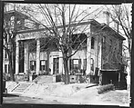 [Greek Revival House with Corinthian Capitals and Adjacent Garage Shack, Behind Trees, Macon, Georgia], Walker Evans (American, St. Louis, Missouri 1903–1975 New Haven, Connecticut), Film negative