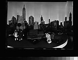 [Display: Dolls, Toy Cars, and Scale Model of Manhattan Skyline], Walker Evans  American, Film negative