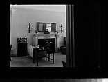 [Living Room Interior Showing Fireplace, Sofa, and Table], Walker Evans  American, Film negative