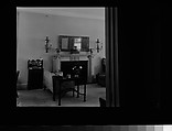 [Living Room Interior Showing Fireplace, Sofa, and Table], Walker Evans  American, Film negative