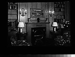 [Library Interior Showing Fireplace with Adjacent Bookshelfs and Armchairs], Walker Evans  American, Film negative