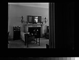 [Living Room Interior Showing Fireplace, Sofa, and Table], Walker Evans  American, Film negative