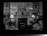 [Library Interior Showing Fireplace with Adjacent Bookshelfs and Armchairs], Walker Evans  American, Film negative