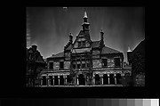 [Stone Gothic Revival Building with Colonnade, Cambridge, Massachusetts], Walker Evans  American, Film negative