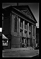[Oblique View of Greek Revival Church with Children on Sidewalk, East Boston, Massachusetts], Walker Evans  American, Film negative
