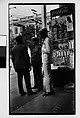 [Three Men in Front of Newspaper Kiosk, Havana], Walker Evans  American, Film negative