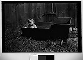[Anita Skolle, Daughter of Hanns and Elizabeth Skolle, in Wooden Trough Before Barn Façade], Walker Evans  American, Film negative