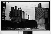 [Factory, Smokestacks, and Water Towers Behind Lot], Walker Evans  American, Film negative